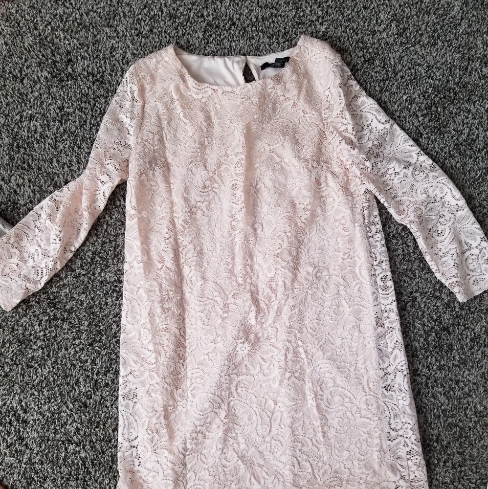 Pink lace mini dress